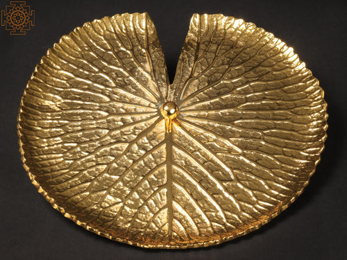 11" Brass Lotus Plate with Gold Plating Wall Decor
