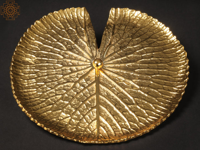 11" Brass Lotus Plate with Gold Plating Wall Decor