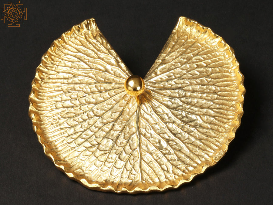 6" Lotus Design Brass Wall Hanging with Gold Plated Finish