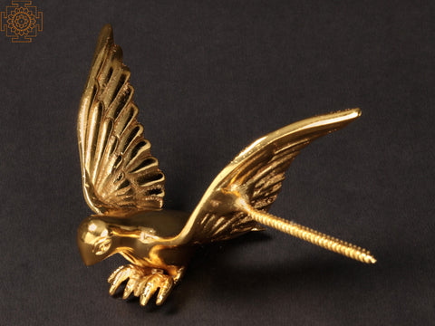 7" Brass with Gold Plated Wall Decor Bird