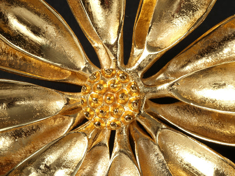 6" Brass with Gold Plated Double Layer Sun Flower | Wall Decor