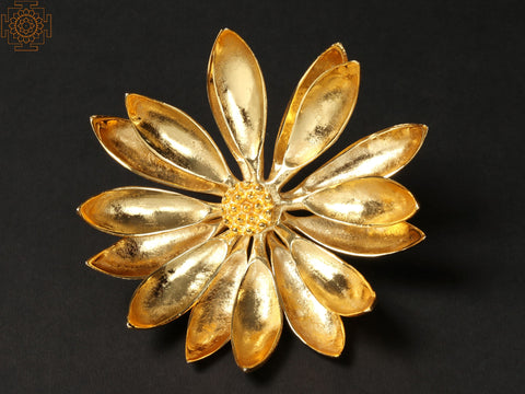 6" Brass with Gold Plated Double Layer Sun Flower | Wall Decor