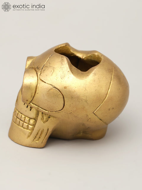Small Brass Advitiya Hollow Skull / Khopadi Open from Top | Home Decor Item