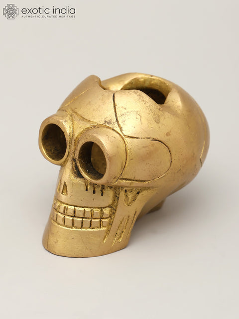 Small Brass Advitiya Hollow Skull / Khopadi Open from Top | Home Decor Item