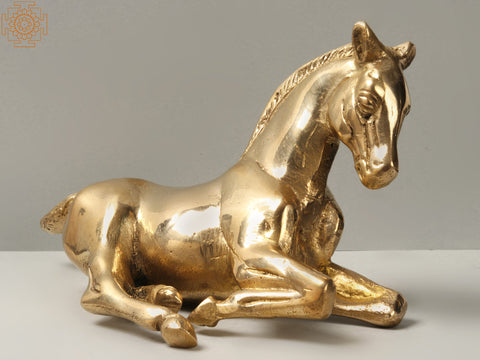 7'' Reclining Horse Brass Statue | Animal Figurine