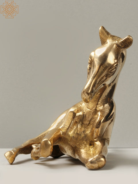 7'' Reclining Horse Brass Statue | Animal Figurine