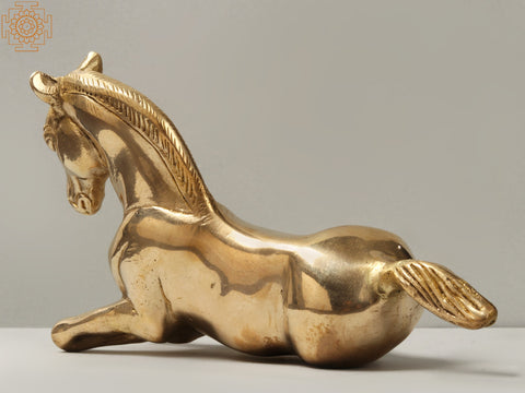 7'' Reclining Horse Brass Statue | Animal Figurine