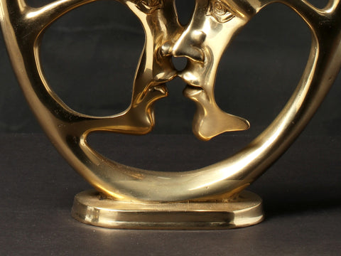 10" Lovers Rubbing Their Noses | Brass Decor Showpiece