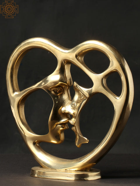 10" Lovers Rubbing Their Noses | Brass Decor Showpiece