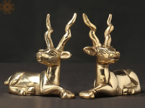 3" Pair of Cute Deer in Brass | Home Decor