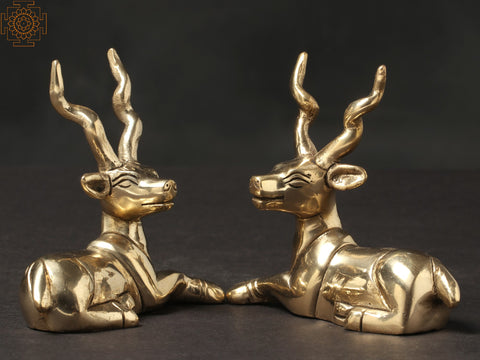 3" Pair of Cute Deer in Brass | Home Decor