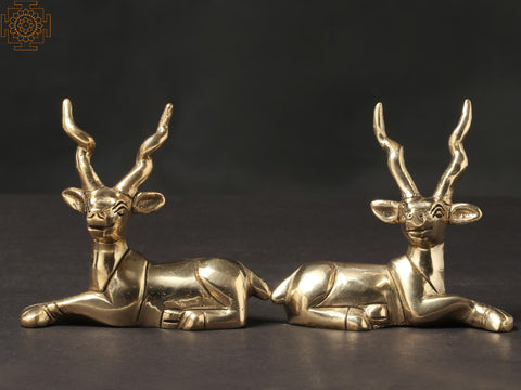 3" Pair of Cute Deer in Brass | Home Decor