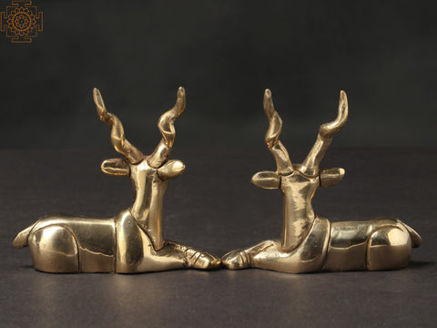 3" Pair of Cute Deer in Brass | Home Decor