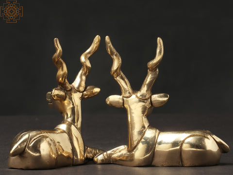 3" Pair of Cute Deer in Brass | Home Decor