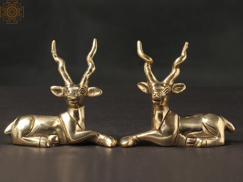 3" Pair of Cute Deer in Brass | Home Decor