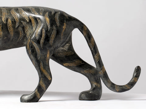 18" Black Panther Figurine in Brass