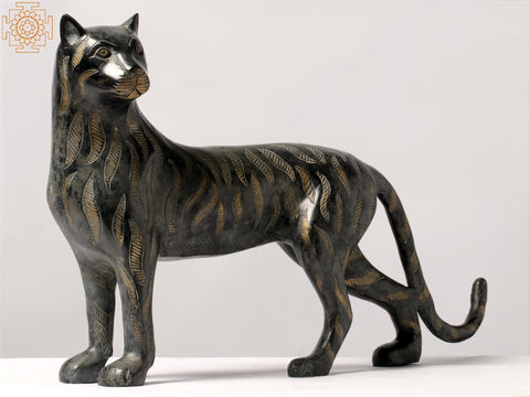 18" Black Panther Figurine in Brass