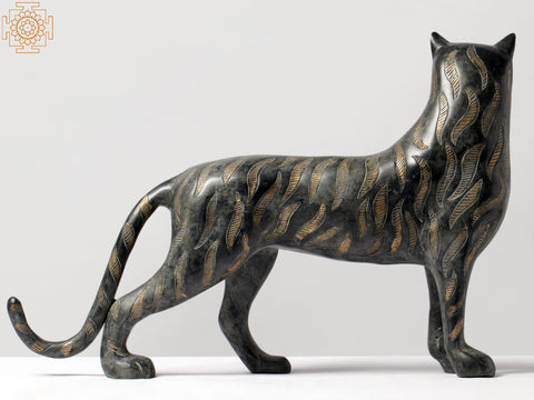 18" Black Panther Figurine in Brass