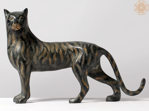 18" Black Panther Brass Statue for Home Decor