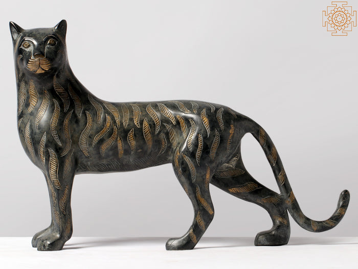 18" Black Panther Brass Statue for Home Decor