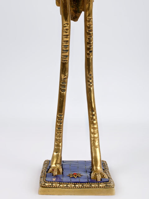 16'' Flamingo With Urli On Back | Brass With Inlay Work