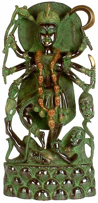 14" Mother Kali Handmade Brass Statue for Pooja