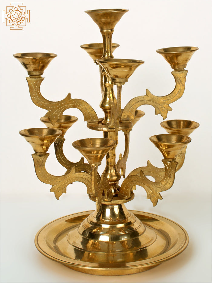 10" Brass Candle Holder for Home Decor