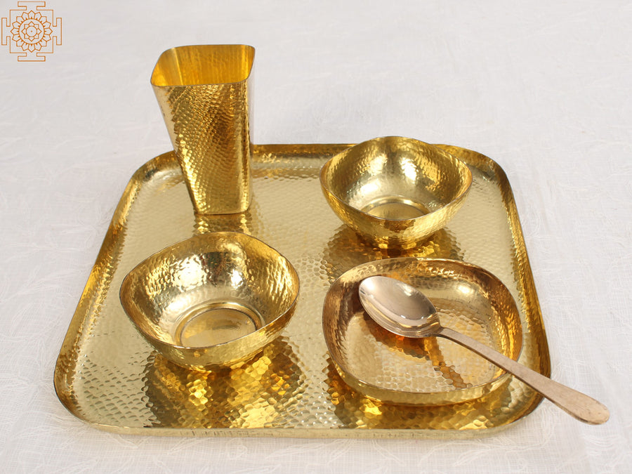 Square Brass Dinner Plate for Home Dining