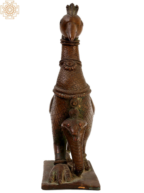 13" Peacock with Snake | Brass Statue