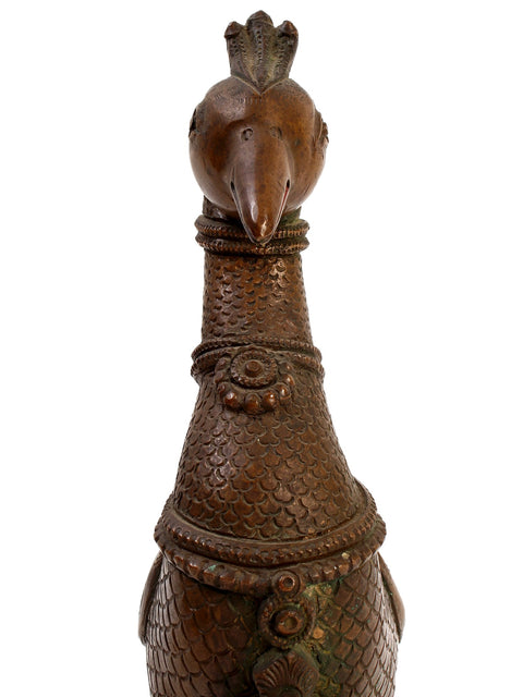 13" Peacock with Snake | Brass Statue