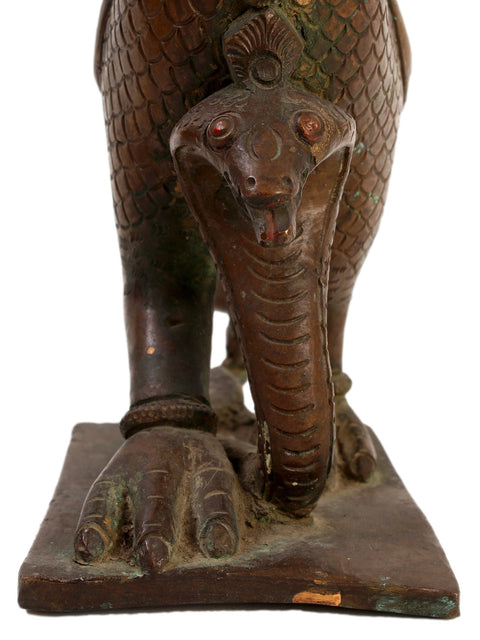 13" Peacock with Snake | Brass Statue