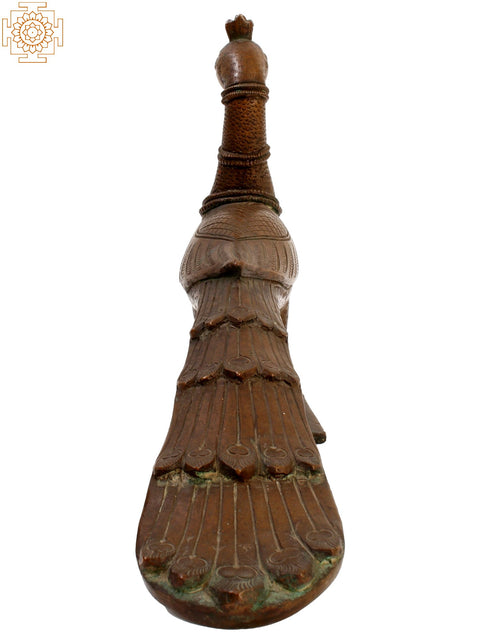 13" Peacock with Snake | Brass Statue