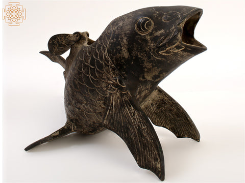 11" Brass Koi Fish Figurine | Designer Showpiece