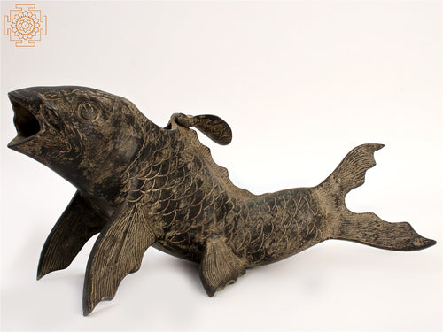 11" Brass Koi Fish Statue for Home Decor