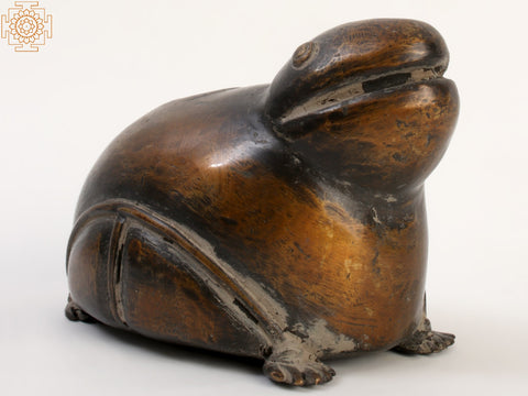 4" Small Frog Figurine in Brass