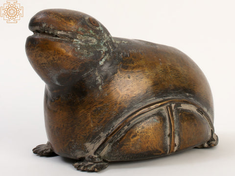 4" Small Frog Figurine in Brass