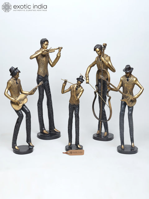 The Band - Set of Five Musicians With Various Instruments | Brass Statue