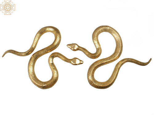 Set of Two Huge Serpents Brass Statues