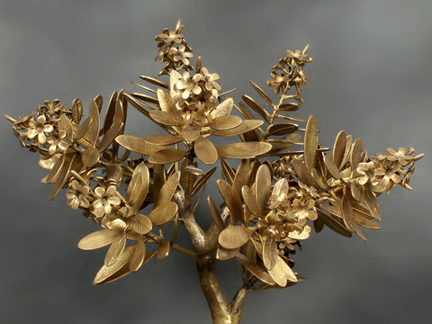 32" Large Authentic Flower Tree With Butterflies | Brass