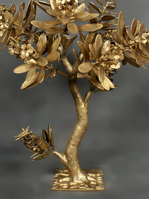 32" Large Authentic Flower Tree With Butterflies | Brass