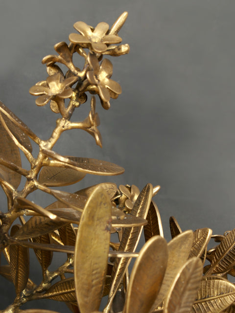 32" Large Authentic Flower Tree With Butterflies | Brass