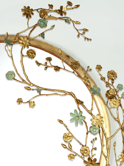 44" Designer Mirror with Flowers & Buds | Room Decor Item