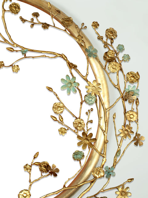 44" Designer Mirror with Flowers & Buds | Room Decor Item