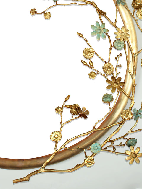 44" Designer Mirror with Flowers & Buds | Room Decor Item