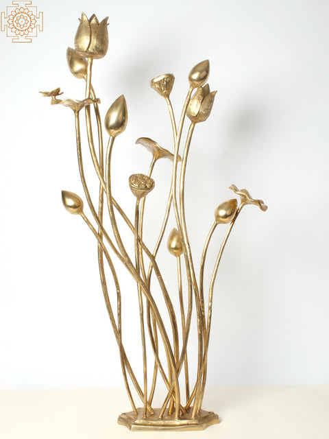 34" Brass Exquisite Tulip Flowers Bouquet