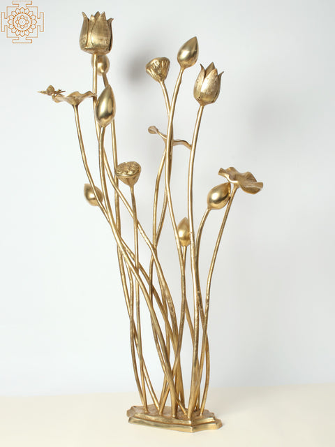 34" Brass Exquisite Tulip Flowers Bouquet
