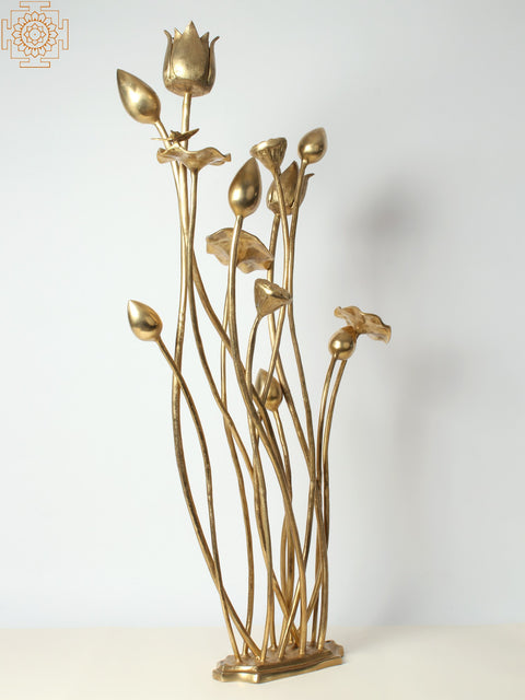 34" Brass Exquisite Tulip Flowers Bouquet