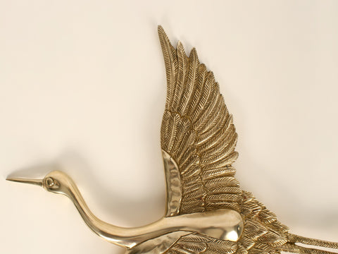 13" Flying Crane Bird in Brass (Wall Hanging)