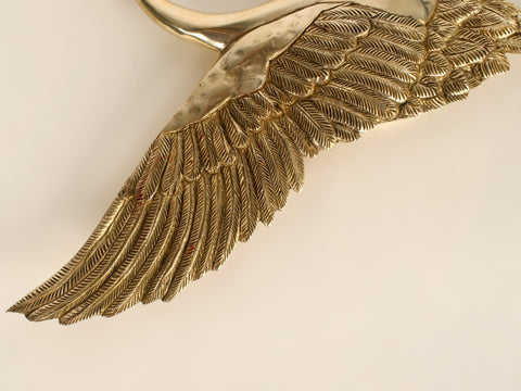 13" Flying Crane Bird in Brass (Wall Hanging)