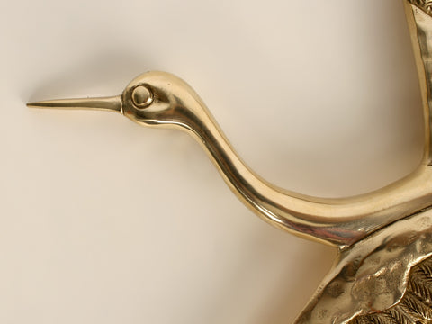 13" Flying Crane Bird in Brass (Wall Hanging)
